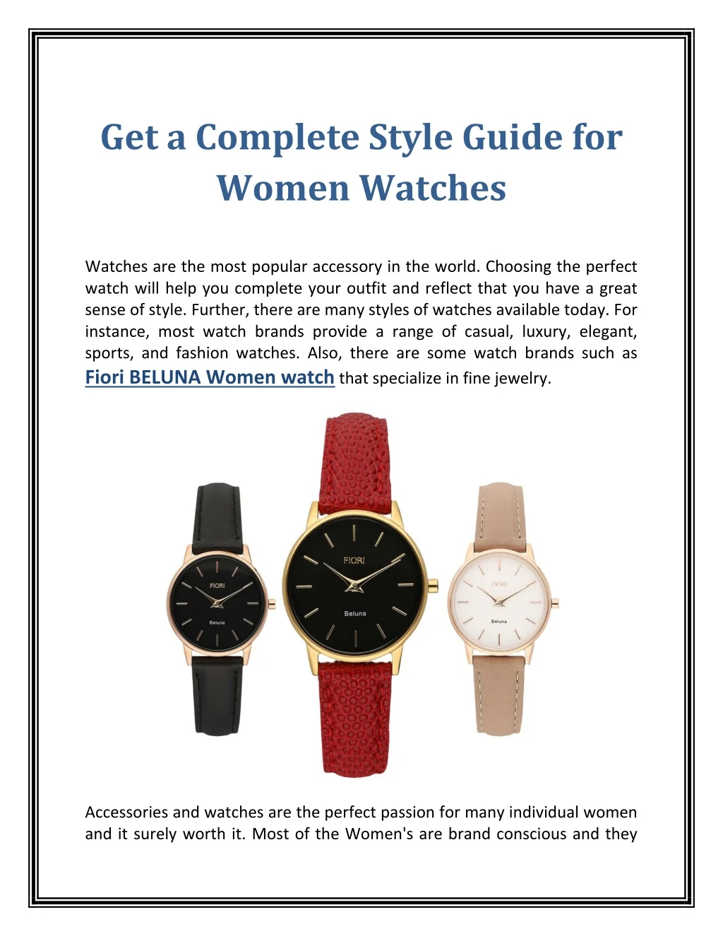 get a complete style guide for women watches