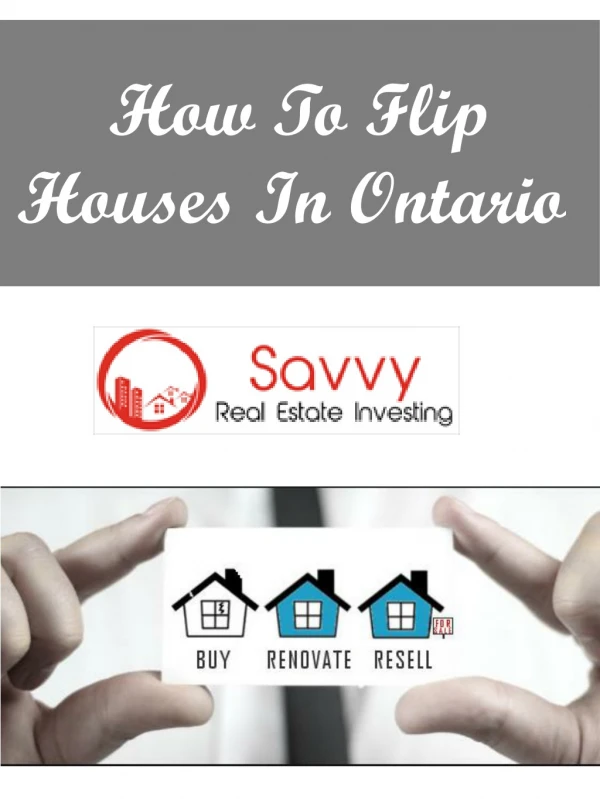 How To Flip Houses In Ontario