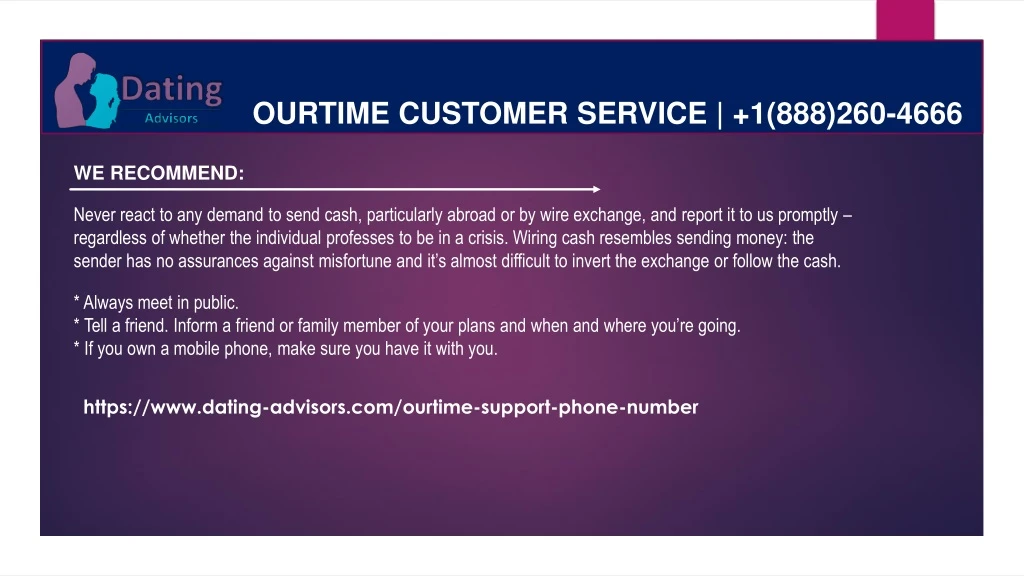 ourtime customer service 1 888 260 4666