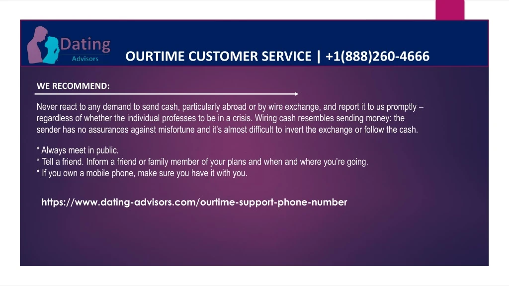 ourtime customer service 1 888 260 4666