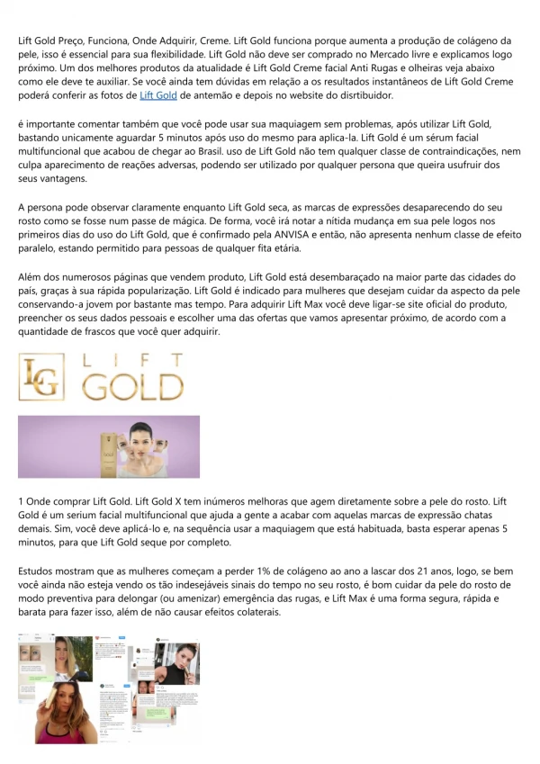 Lift Gold Funciona? → PREÇO, ONDE COMPRAR ( Veja Agora!)