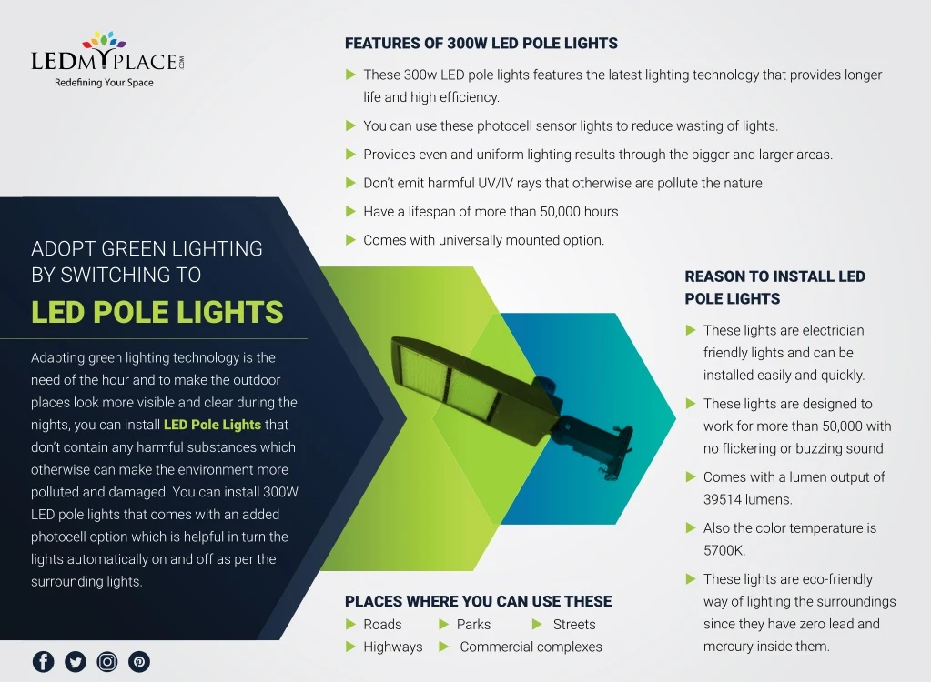 features of 300w led pole lights