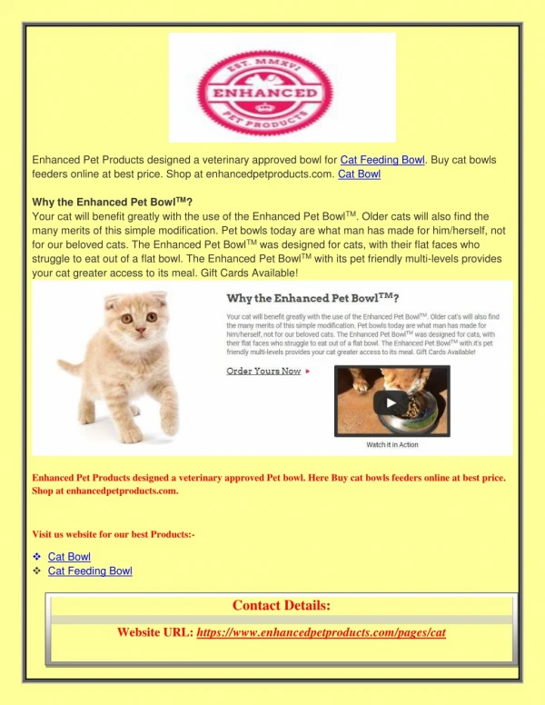 Buy Online Pet Product on enhancedpetproducts.com