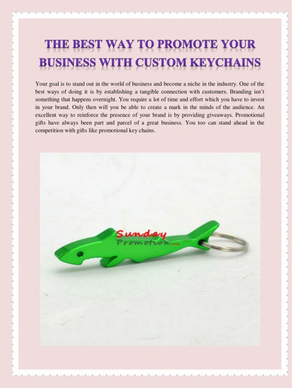 THE BEST WAY TO PROMOTE YOUR BUSINESS WITH CUSTOM KEYCHAINS