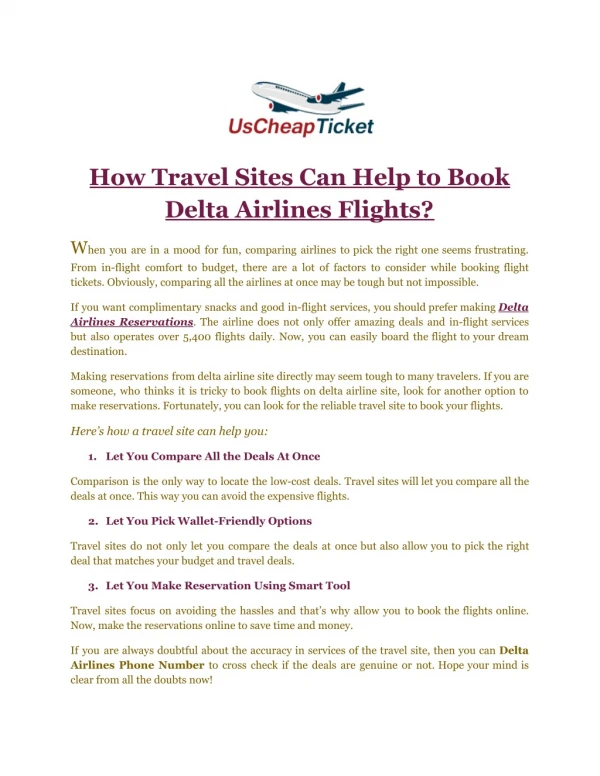 How Travel Sites Can Help to Book Delta Airlines Flights?