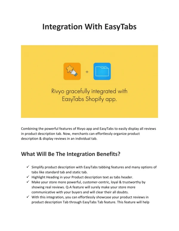 Rivyo gracefully integrated with EasyTabs shopify app