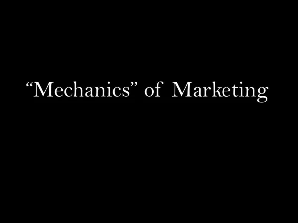 dr chris stout mechanics of marketing