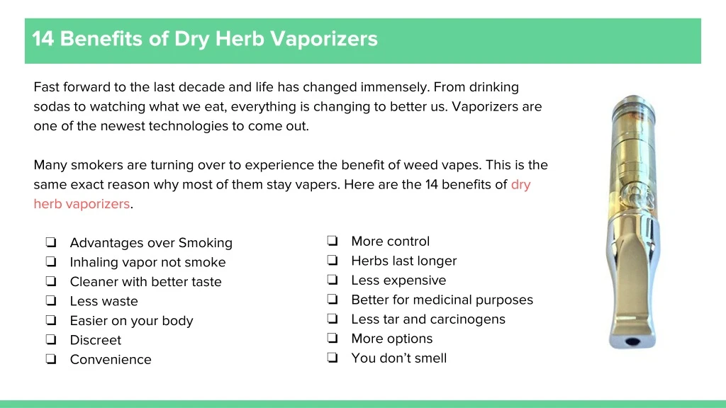 14 benefits of dry herb vaporizers