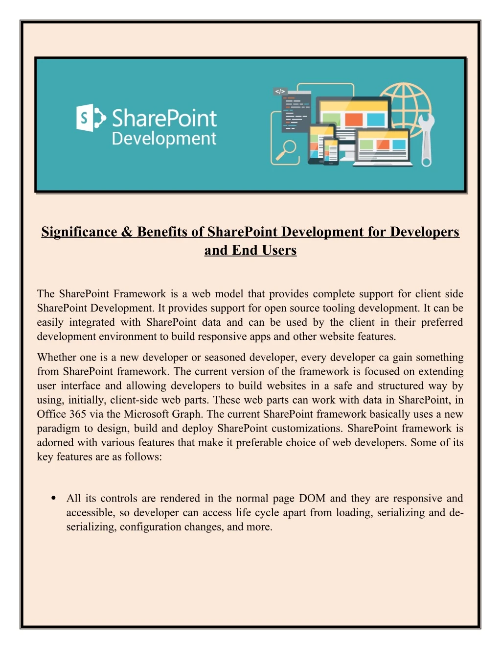 significance benefits of sharepoint development