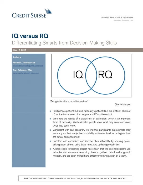 IQ versus RQ