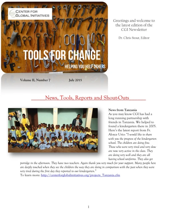 2015 July Tools for Change CGI Newsletter
