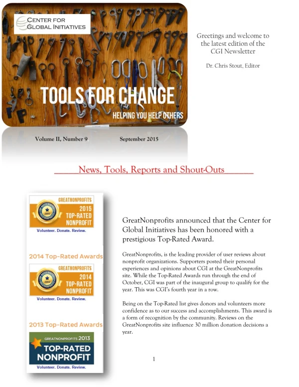 2015 September Tools for Change CGI Newsletter