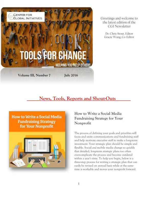 2016 July Tools for Change CGI Newsletter