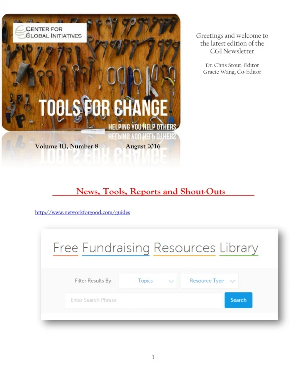 2016 August Tools for Change CGI Newsletter