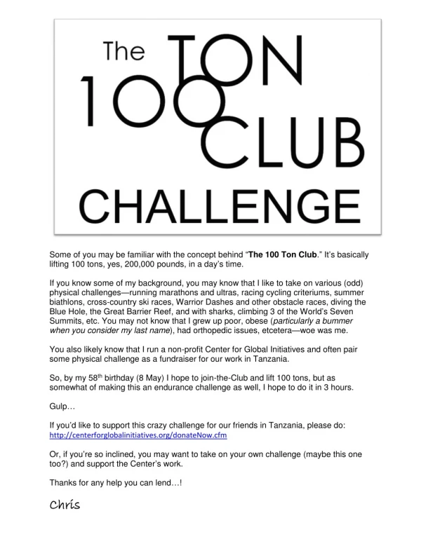 100 Ton Club Challenge 2017