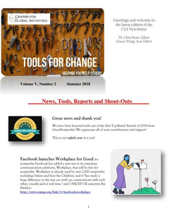 Summer 2018 Tools for Change CGI Newsletter