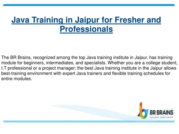 Java Training in Jaipur for Freshers and Professional