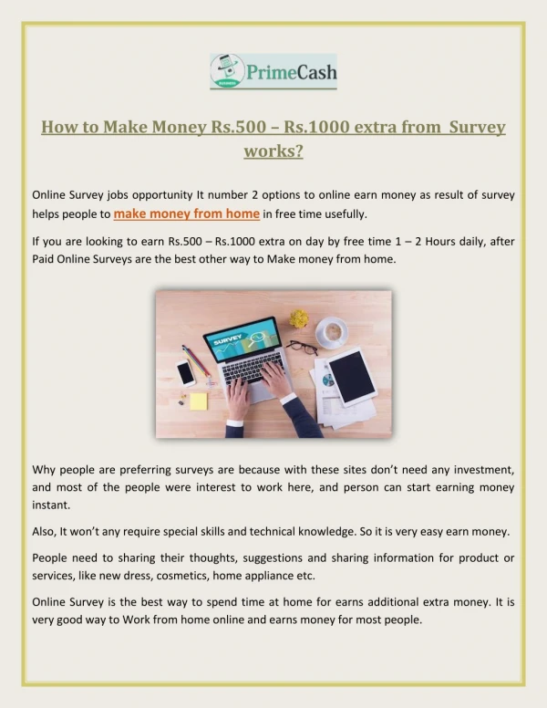 How to Make Money Rs.500 – Rs.1000 extra from Survey works?
