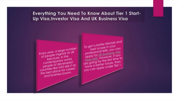 Investor Visa And UK Business Visa provided visa services