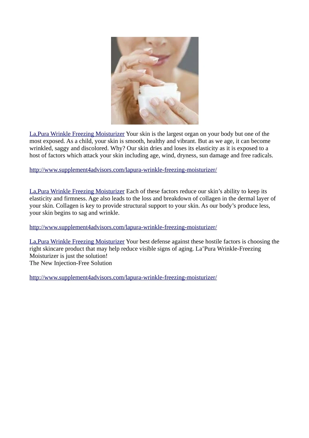 la pura wrinkle freezing moisturizer your skin