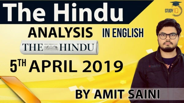 The Hindu Analysis - 5th April 2019