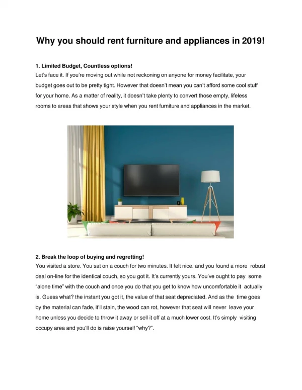 Why you should rent furniture and appliances in 2019!