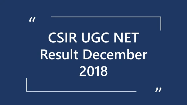 How to Check CSIR NET Dec 2018 Result