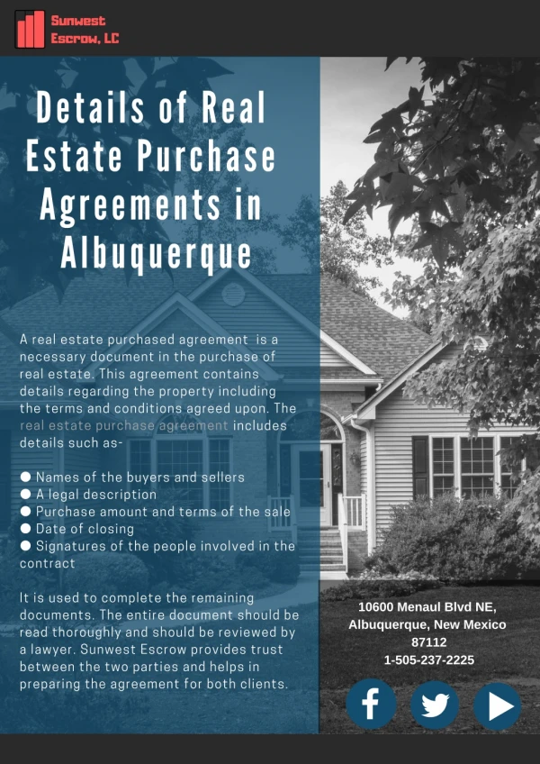 Details on Real Estate Purchase Agreement in Albuquerque