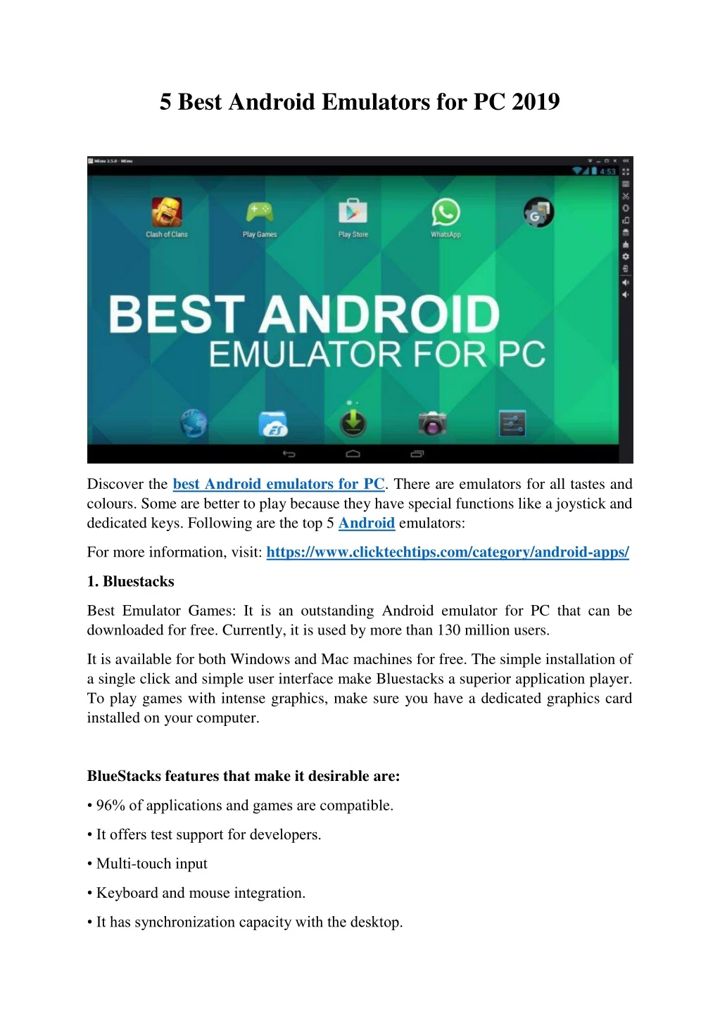 5 best android emulators for pc 2019