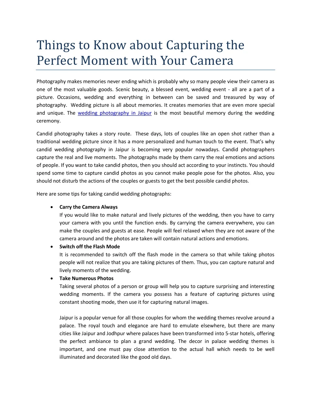 things to know about capturing the perfect moment