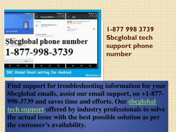 1-877 998 3739 Sbcglobal tech support phone number