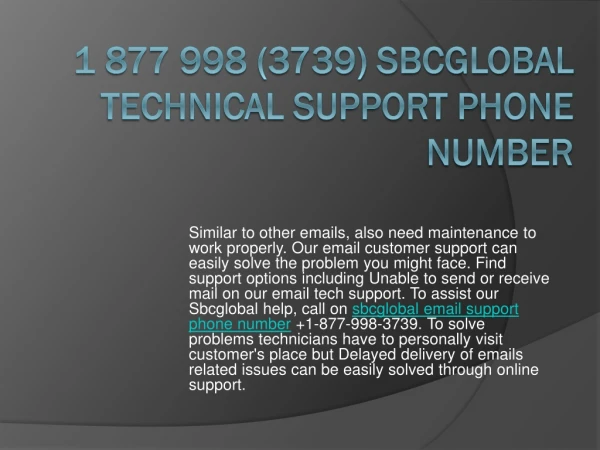 1 877 998 (3739) Sbcglobal technical support phone number