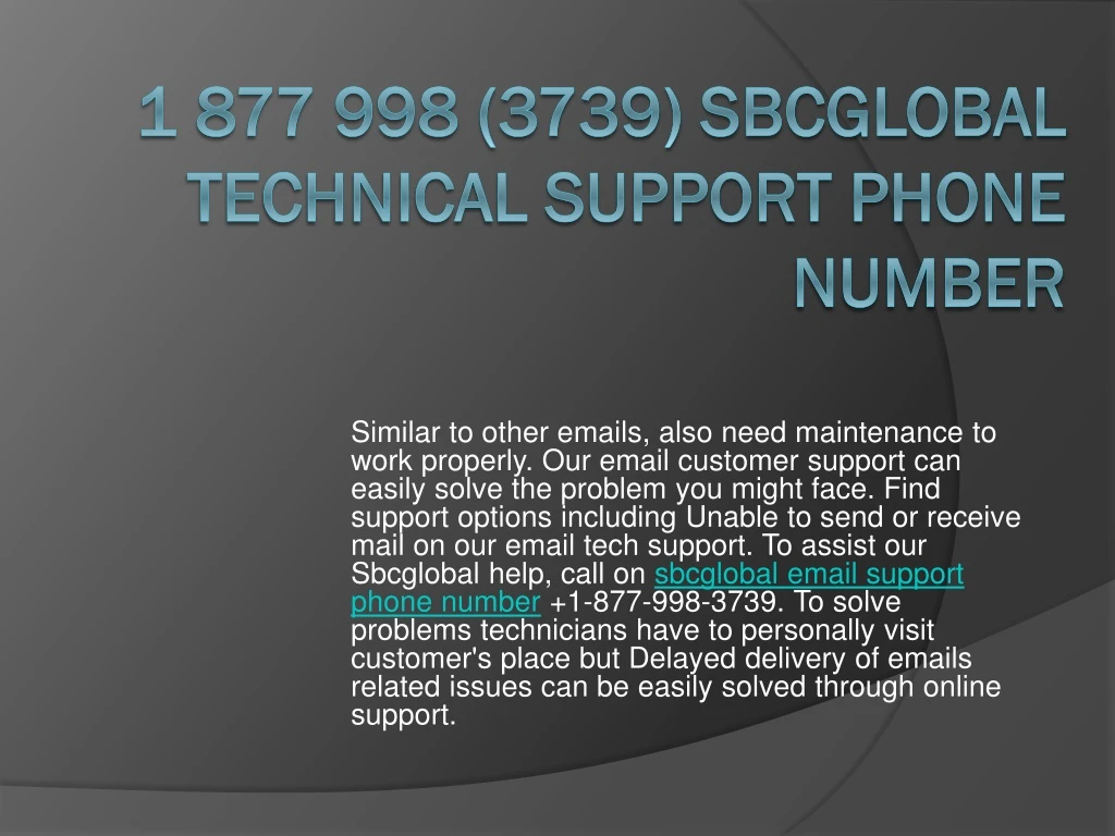1 877 998 3739 sbcglobal technical support phone number