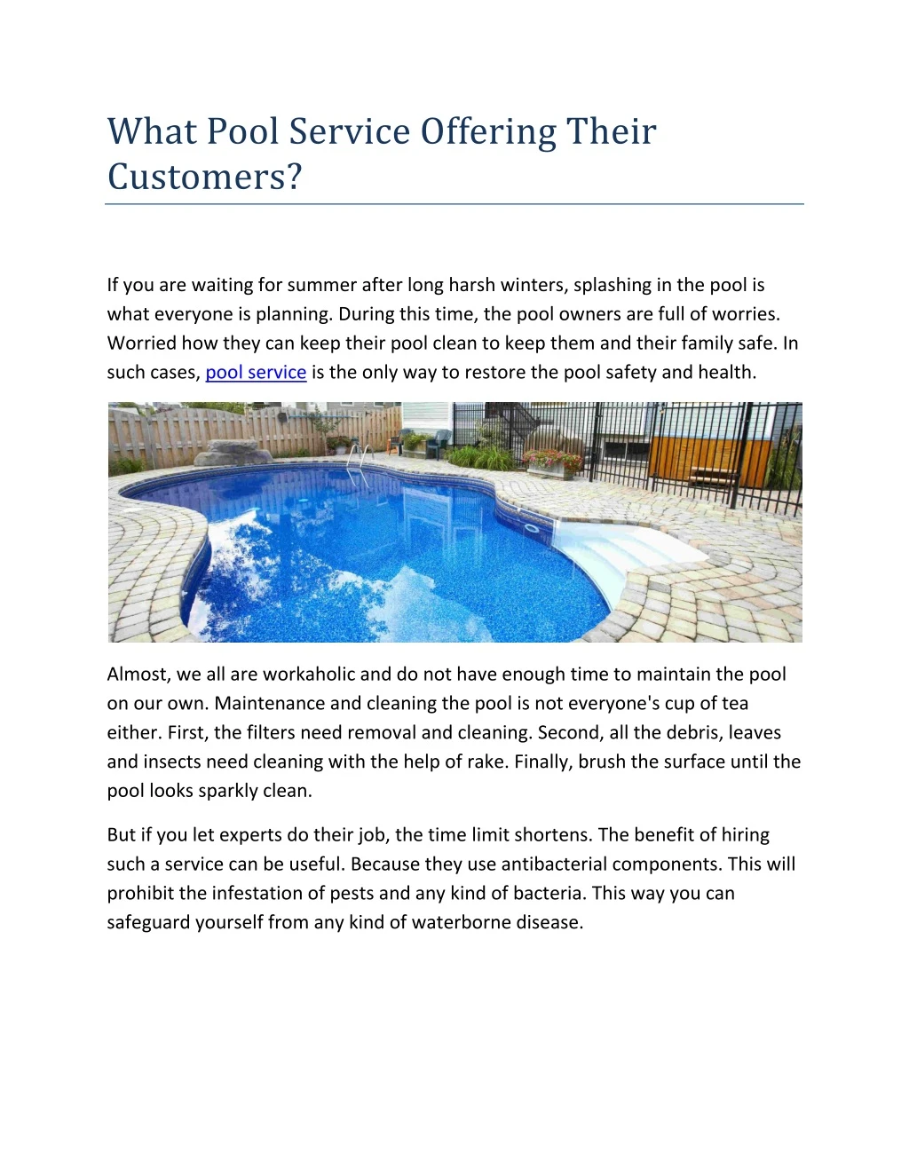 what pool service offering their customers