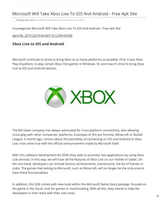 Microsoft Will Take Xbox Live To IOS And Android - Free Apk Site - slide 1