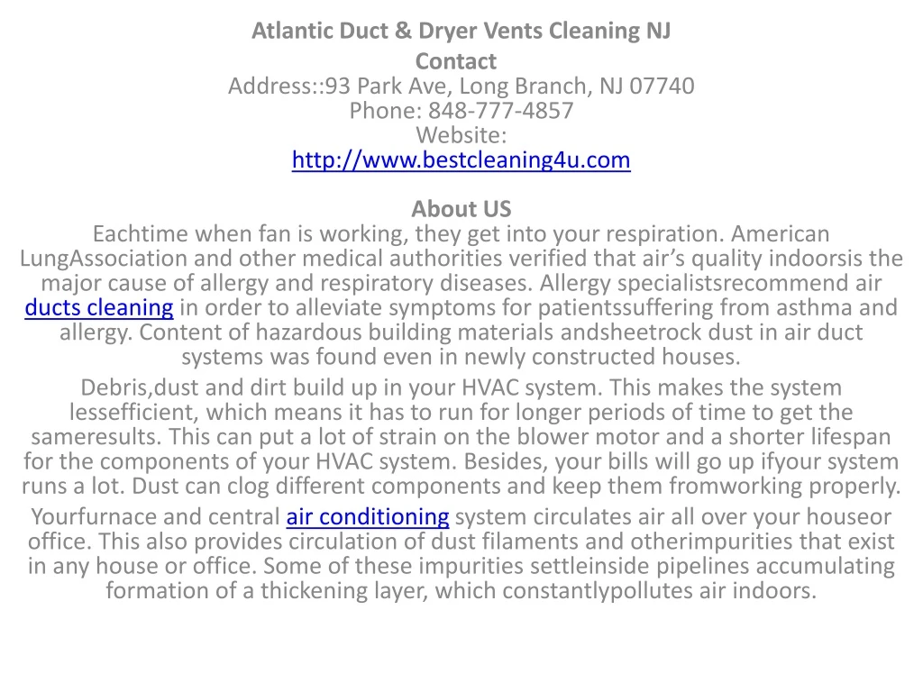 atlantic duct dryer vents cleaning nj contact