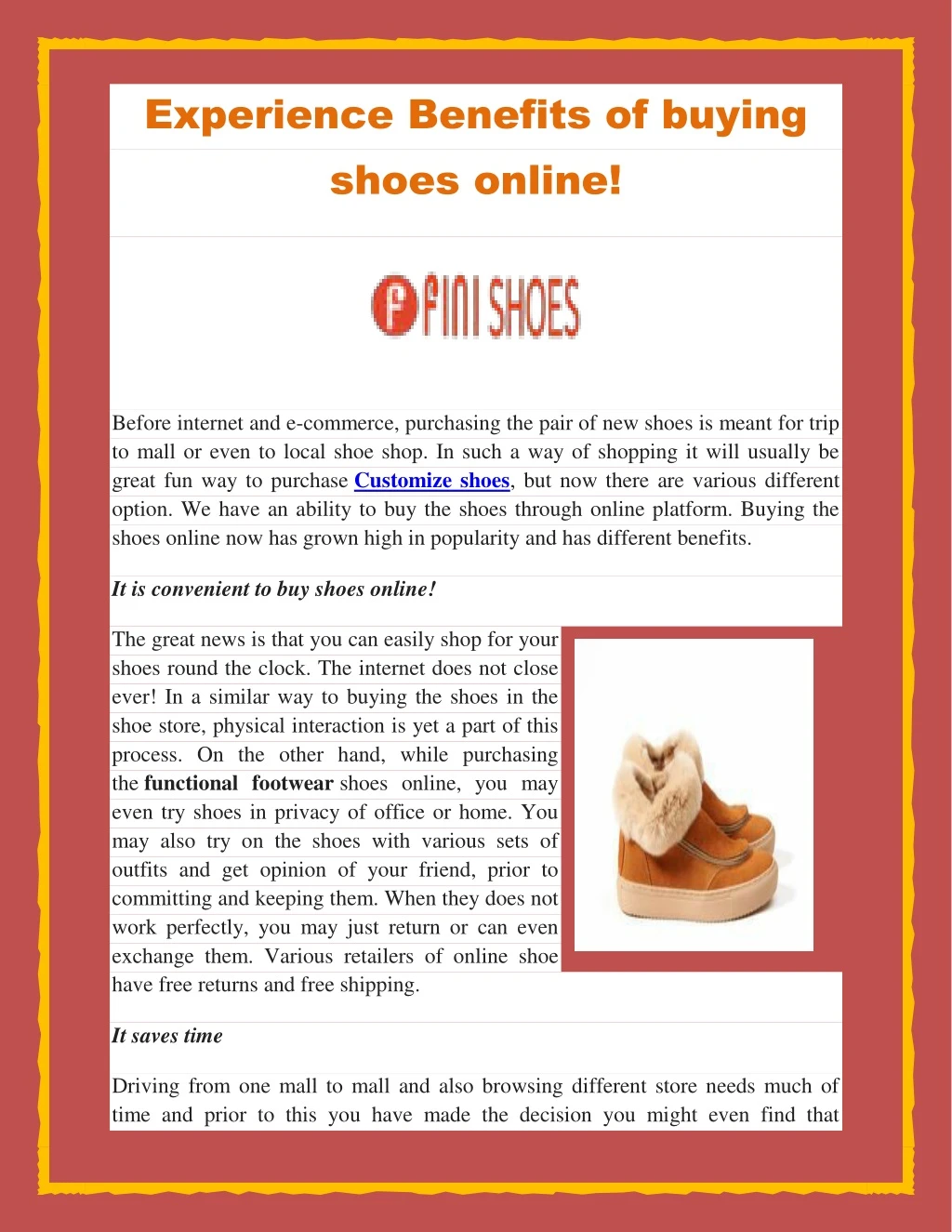 experience benefits of buying shoes online