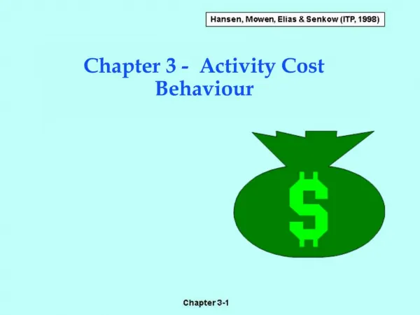 Chapter 3 - Activity Cost Behaviour