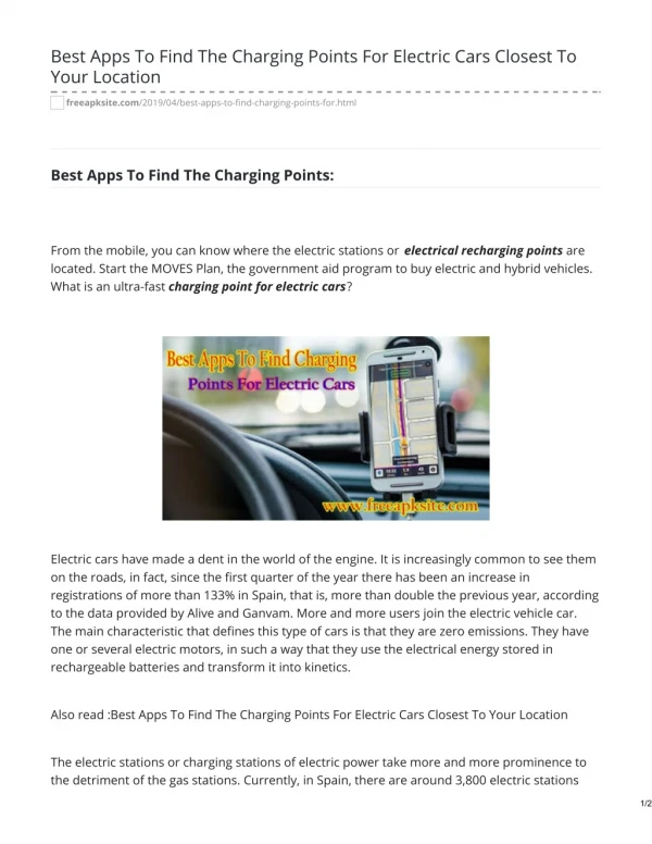 Best Apps To Find The Charging Points For Electric Cars Closest To Your Location