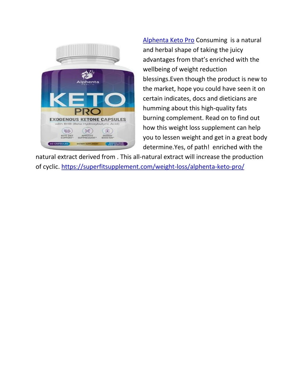 alphenta keto pro consuming is a natural