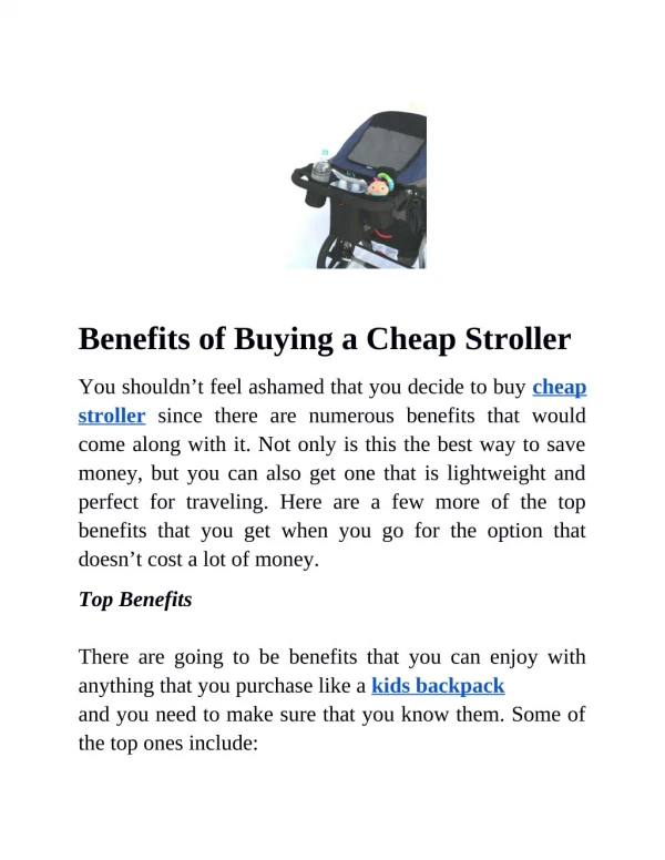 Benefits of Buying a Cheap Stroller