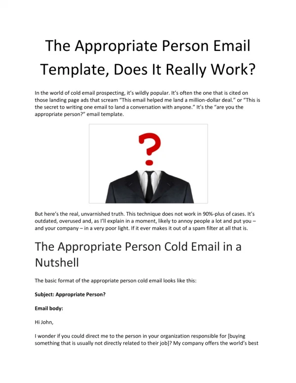 the appropriate person email template does