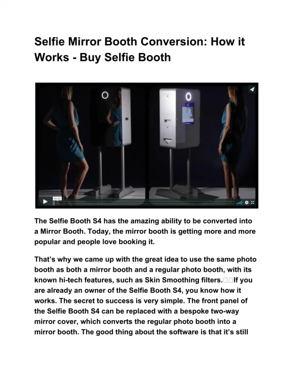 Selfie Mirror Booth Conversion: How it Works - Buy Selfie Booth