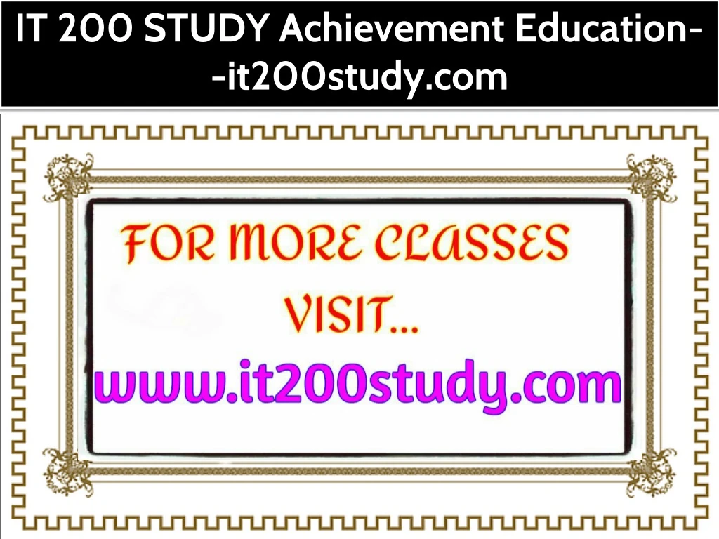 it 200 study achievement education it200study com