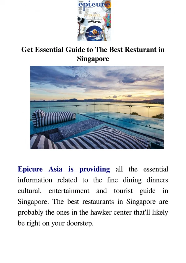 Get Essential Guide to The Best Resturant in Singapore
