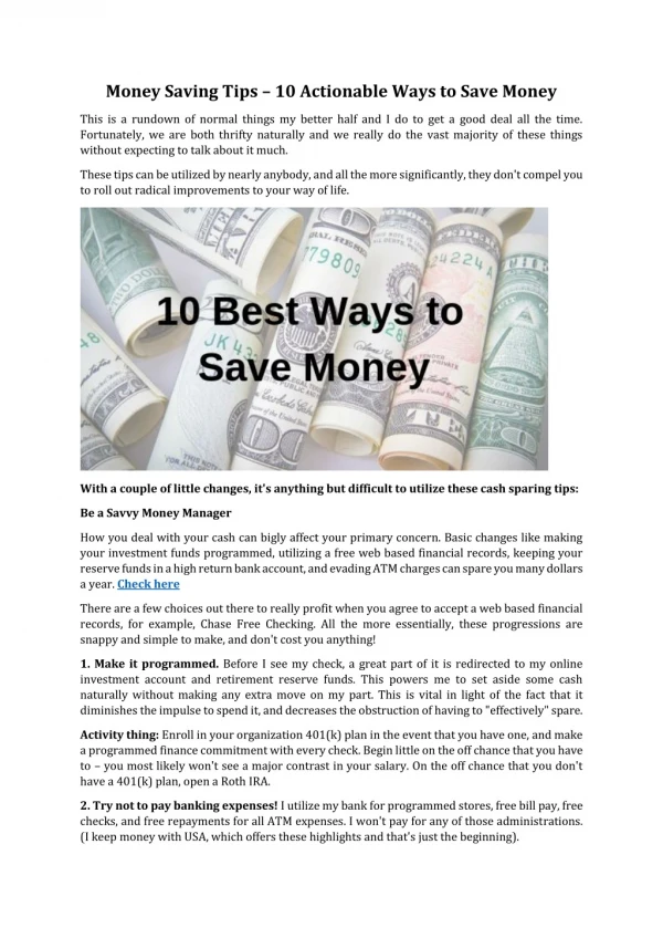 Money Saving Tips – 10 Actionable Ways to Save Money