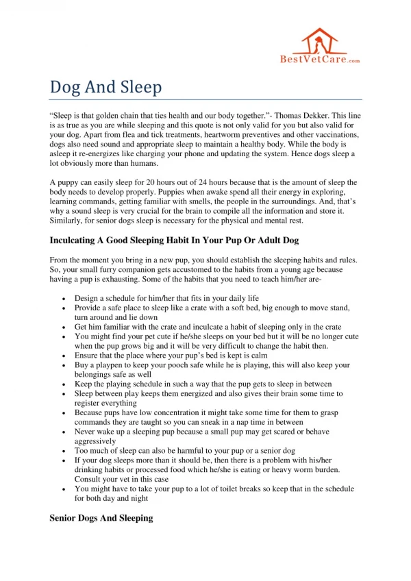 Dog and sleep - about dog sleeping habits