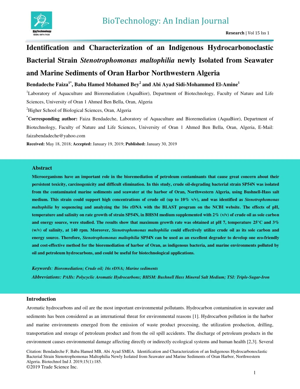 biotechnology an indian journal