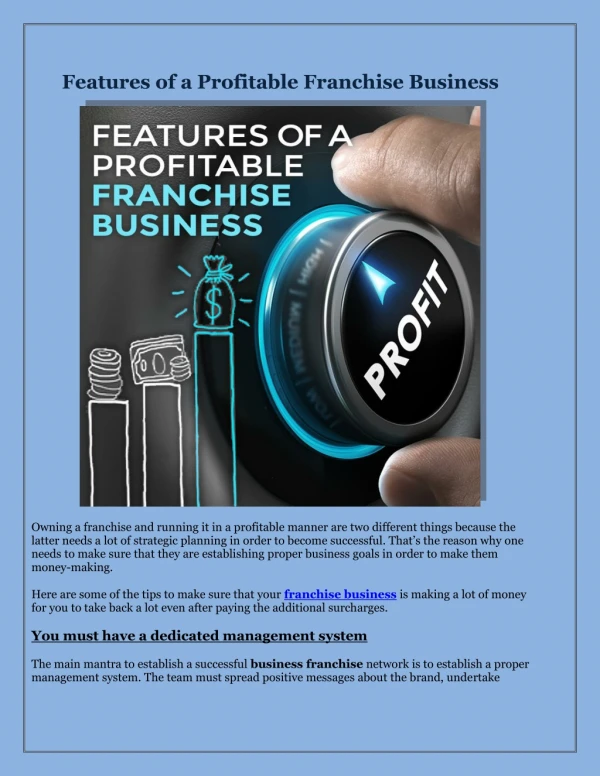 Features of a profitable franchise business