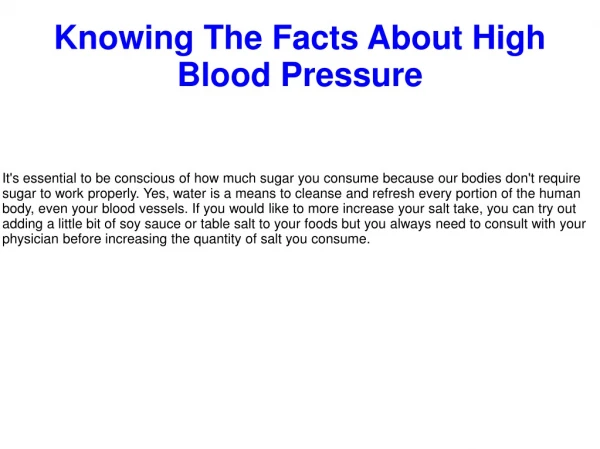 Knowing The Facts About High Blood Pressure